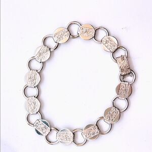 Vintage 60s 70s Signed Sarah Coventry Silver Tone Disc Bracelet